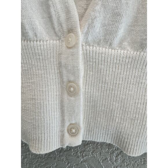 Nine West Cream Cropped Cardigan Sweater Small - Picture 4 of 6